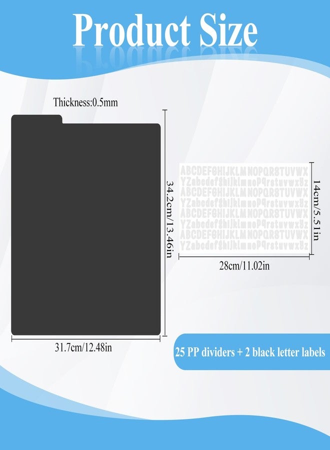 Xosjska 25PCS Vinyl Record Dividers 12 Inches Divider with A-Z Stickers Plastic Vinyl Record Divider for Records, Books & Collectibles, Black, 12.5 x 13.5 Inch - Image 2