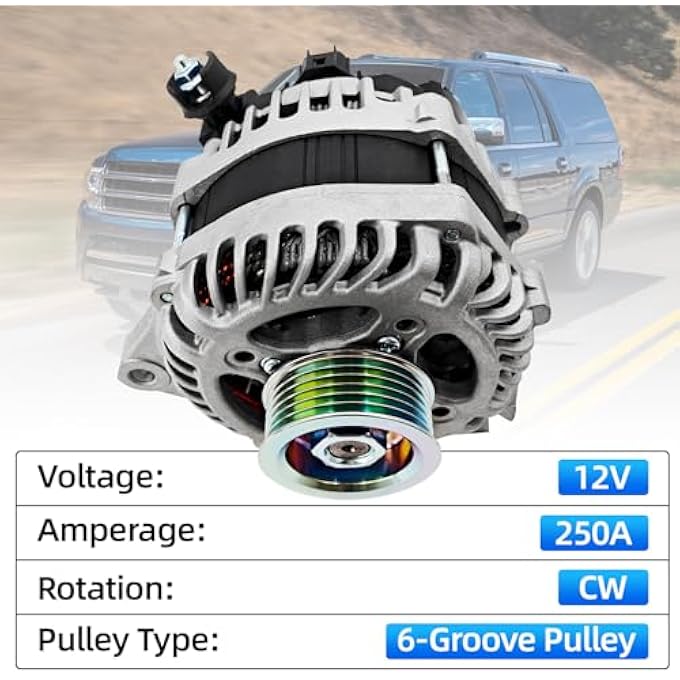 HonHuCo FL1Z10346A Alternator Compatible with Ford Expedition 2015-2017 & Lincoln Navigator 2015-2017, 3.5L, 12V 250A Replace# FL1Z10346B - Image 5