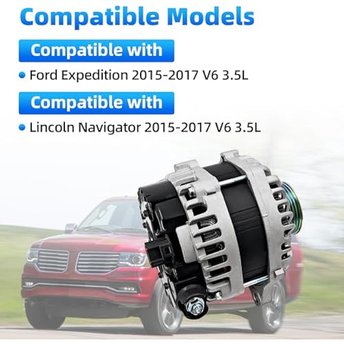 HonHuCo FL1Z10346A Alternator Compatible with Ford Expedition 2015-2017 & Lincoln Navigator 2015-2017, 3.5L, 12V 250A Replace# FL1Z10346B - Image 4
