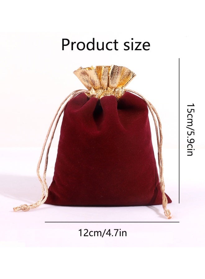 10pcs Velvet Jewelry Sachets with Gold Drawstring - Elegant flannel gift bags for parties, weddings and special events, perfect for jewelry storage and gift giving, - Image 3