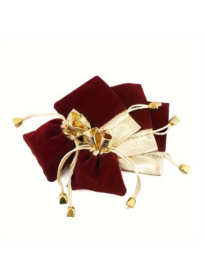 10pcs Velvet Jewelry Sachets with Gold Drawstring - Elegant flannel gift bags for parties, weddings and special events, perfect for jewelry storage and gift giving, - Image 2