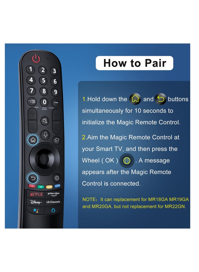 Anmi Magic Remote AN-MR22GA Replacement for LG Smart TV Remote with Google/Alexa Voice and Pointer Function Universal LG Remote Control for LG UHD OLED QNED NanoCell 4K 8K 2021 2022 2023 Models - Image 2