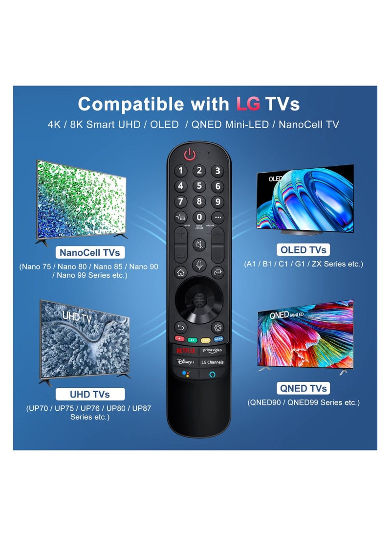 Anmi Magic Remote AN-MR22GA Replacement for LG Smart TV Remote with Google/Alexa Voice and Pointer Function Universal LG Remote Control for LG UHD OLED QNED NanoCell 4K 8K 2021 2022 2023 Models - Image 3