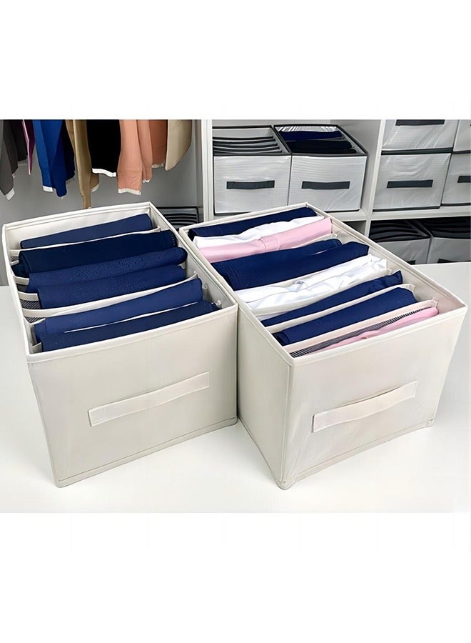2 Pack Clothes Storage Organizer, Stackable Drawer Closet Box with 8 Grids and Handles, Store bag for Clothing, Jeans, Bras, Leggings, Sweaters  - Image 1