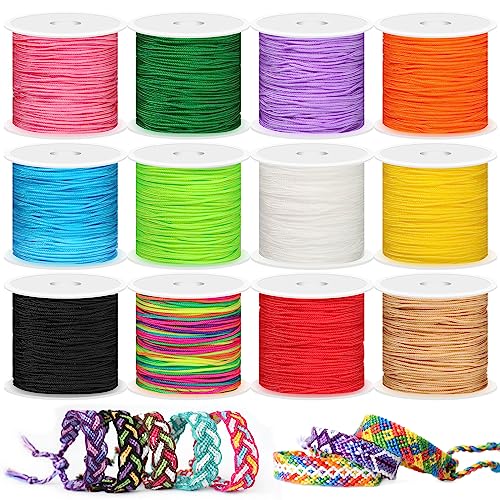 Selizo 12 Rolls Nylon String for Bracelets, Chinese Knotting Nylon Cord for Jewelry Making, Nylon Beading Thread for Kumihimo, Braided Bracelets, Necklaces, Macrame Craft, Wind Chime - Image 1