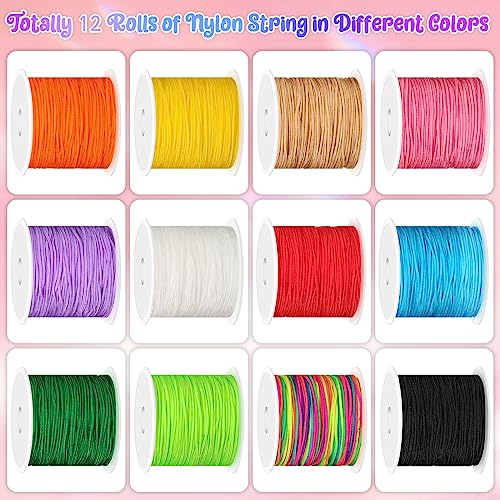 Selizo 12 Rolls Nylon String for Bracelets, Chinese Knotting Nylon Cord for Jewelry Making, Nylon Beading Thread for Kumihimo, Braided Bracelets, Necklaces, Macrame Craft, Wind Chime - Image 2