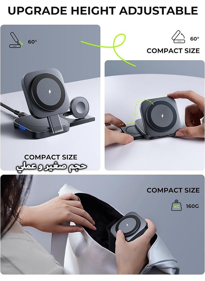 Lisen - 3 in 1 Charging Base, Magnetic Wireless Charger, Travel Wireless Charging Station for Multiple Devices Suitable for Collecting Devices that Support Wireless Charging - Image 1