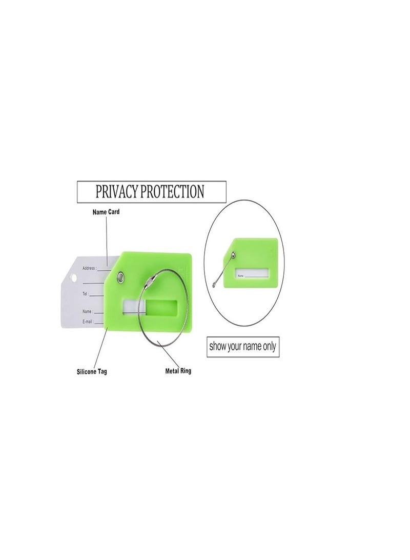 سيجوي ملصقات أمتعة السفر من السيليكون، مع حلقات ربط من الفولاذ المقاوم للصدأ، ملحقات السفر لحقيبة اليد، ملصقات سيليكون ناعمة للحقائب، معرف حقائب الظهر، أخضر - Image 3