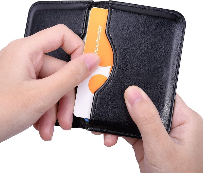 Wisdompro Business Card Holder, 2-Sided PU Leather Folio Name Card Holder Wallet Case with Magnetic Shut for Men and Women, Ultra Slim and Thin - Image 4