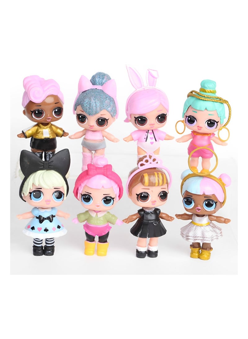 Surprised dolls cake toppers, Figure Cupcake topper picks, Baby Shower Cake Decorations for Girls, Surprise Lovely Eyes Barbie Dolls  - Image 1
