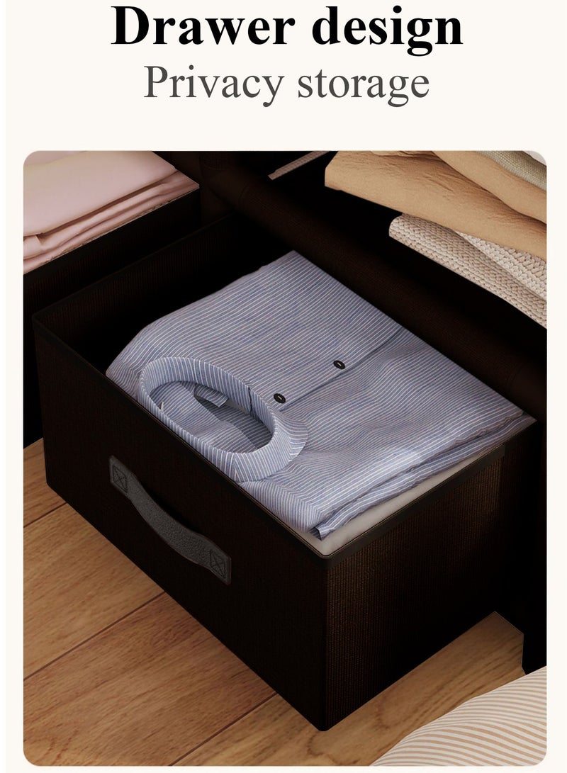 XiuWoo Simple Style Portable Wardrobe Closet Clothes Storage Organizer Rack with Non-Woven Fabric Drawer And Dustproof Cloth for Home Bedroom - Image 5