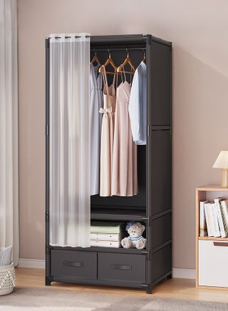 Simple Style Portable Wardrobe Closet Clothes Storage Organizer Rack with Non-Woven Fabric Drawer And Dustproof Cloth for Home Bedroom