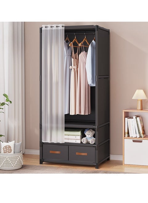 Simple Style Portable Wardrobe Closet Clothes Storage Organizer Rack with Non-Woven Fabric Drawer And Dustproof Cloth for Home Bedroom
