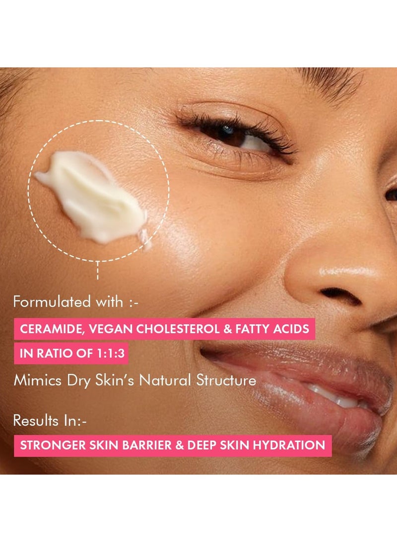 إم كافيين كريم السيراميد المكثف لإصلاح الحاجز الواقي للبشرة | كريم ترطيب عميق للبشرة لمدة 72 ساعة | مرطب كريمي ملطف ومهدئ للبشرة الجافة إلى الجافة جدًا | للرجال والنساء - 50 مل - Image 3
