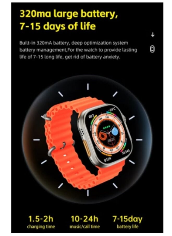 W&O - X9 Ultra Smart Watch For Men And Women Series 8 49MM 2.08 Inch With 2 Strap Waterproof Bluetooth Calling Support Watch Digital Smartwatch - Image 1