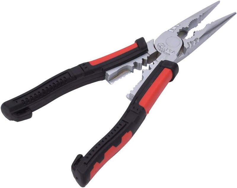 Professional Needle Nose Pliers 7 in 1 Multifunctional Wire Stripping Tool Chrome Vanadium Steel Hand Tool with Crimping Cutting Clamping Functions for Electrical Work DIY - Image 2