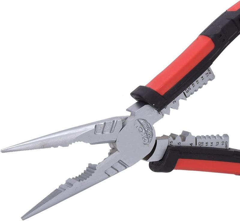 Professional Needle Nose Pliers 7 in 1 Multifunctional Wire Stripping Tool Chrome Vanadium Steel Hand Tool with Crimping Cutting Clamping Functions for Electrical Work DIY - Image 5