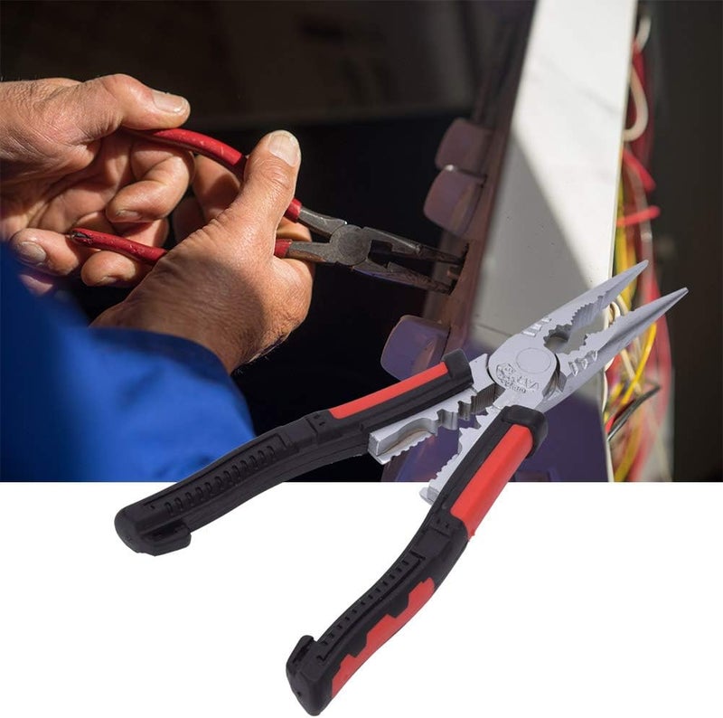 Professional Needle Nose Pliers 7 in 1 Multifunctional Wire Stripping Tool Chrome Vanadium Steel Hand Tool with Crimping Cutting Clamping Functions for Electrical Work DIY - Image 4