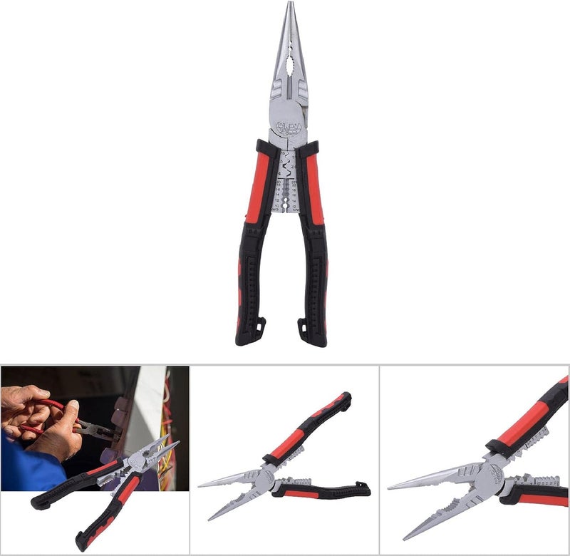 Professional Needle Nose Pliers 7 in 1 Multifunctional Wire Stripping Tool Chrome Vanadium Steel Hand Tool with Crimping Cutting Clamping Functions for Electrical Work DIY - Image 3