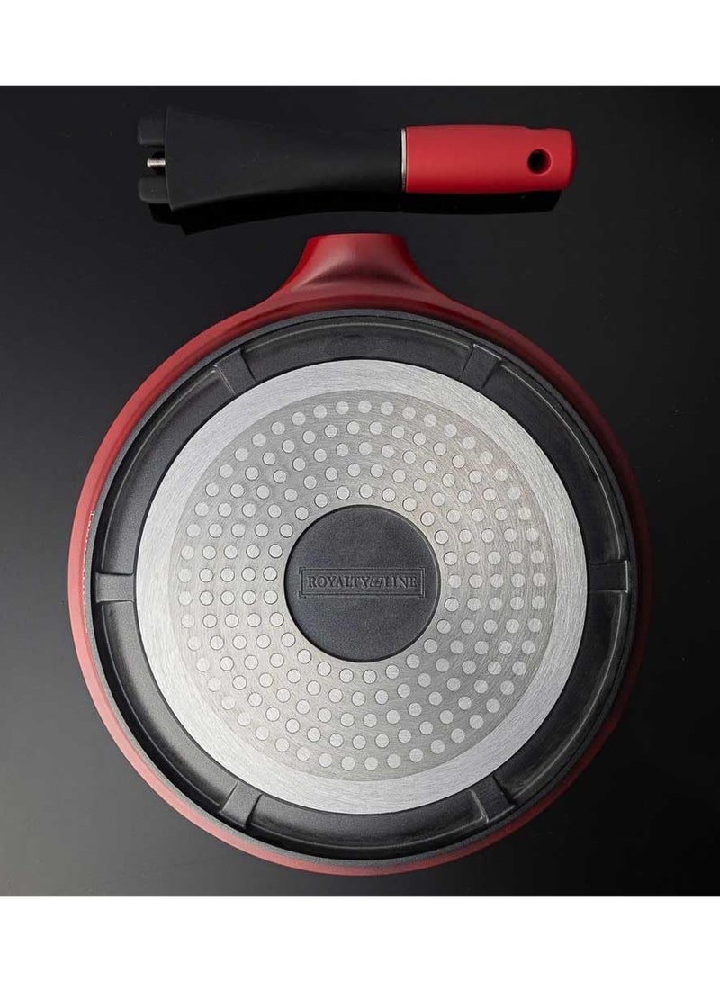 Royalty Line 17 Piece Cast Aluminium Non-Stick Pan Set Lava Rock Induction Gas Glass Lid + Tools RL-ES1014M ( Red ) - Image 4