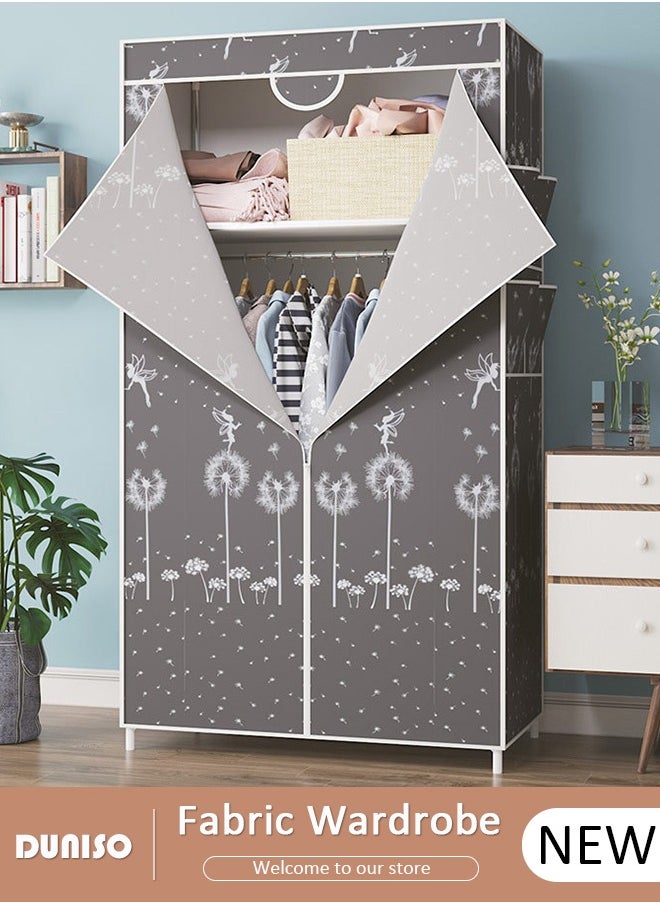 DUNISO Portable Clothes Closet with Side Pockets,Fabric Wardrobe for Hanging Clothes,Freestanding Garment Organizer with Sturdy Fabric Cover,Closet Clothes Organizer with Zipper for Bedroom, Cloakroom Sturdy and Easy Assemble  - Image 1