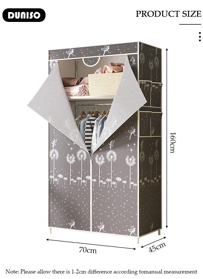 DUNISO Portable Clothes Closet with Side Pockets,Fabric Wardrobe for Hanging Clothes,Freestanding Garment Organizer with Sturdy Fabric Cover,Closet Clothes Organizer with Zipper for Bedroom, Cloakroom Sturdy and Easy Assemble  - Image 4