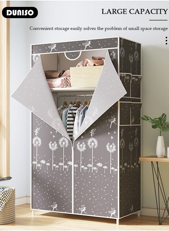 DUNISO Portable Clothes Closet with Side Pockets,Fabric Wardrobe for Hanging Clothes,Freestanding Garment Organizer with Sturdy Fabric Cover,Closet Clothes Organizer with Zipper for Bedroom, Cloakroom Sturdy and Easy Assemble  - Image 5