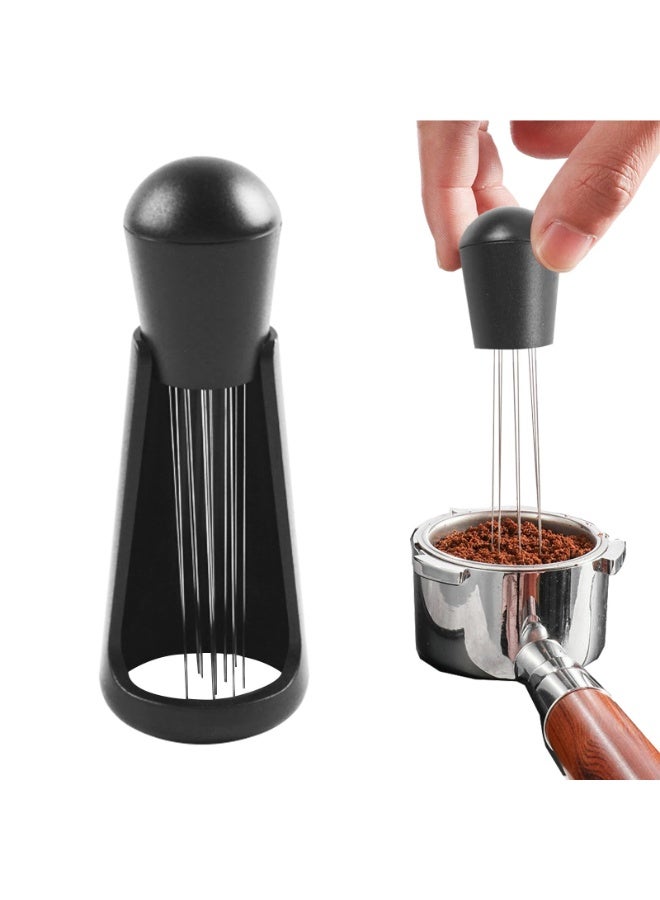 Chabeia Removable Coffee Distributor with Stand, Espresso Coffee Stirrer with 12 Stainless Steel Espresso Needles 0.4 mm, Espresso Coffee Distributor Tool, Coffee Accessories（Black） - Image 1
