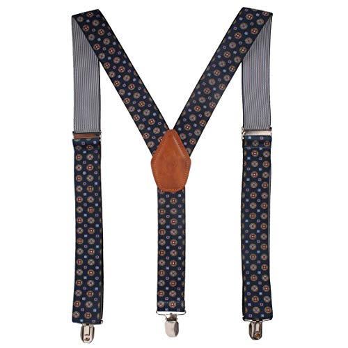 Peluche Funky Styled Blue Coloured 3.5cm Strap Width Elastic Suspenders for Men - Image 1