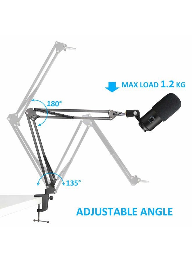 SUNMON K669B Mic Boom Arm with Foam Windscreen, Suspension Boom Scissor Arm Stand with Pop Filter Cover Compatible with Fifine K669B Microphone - Image 3