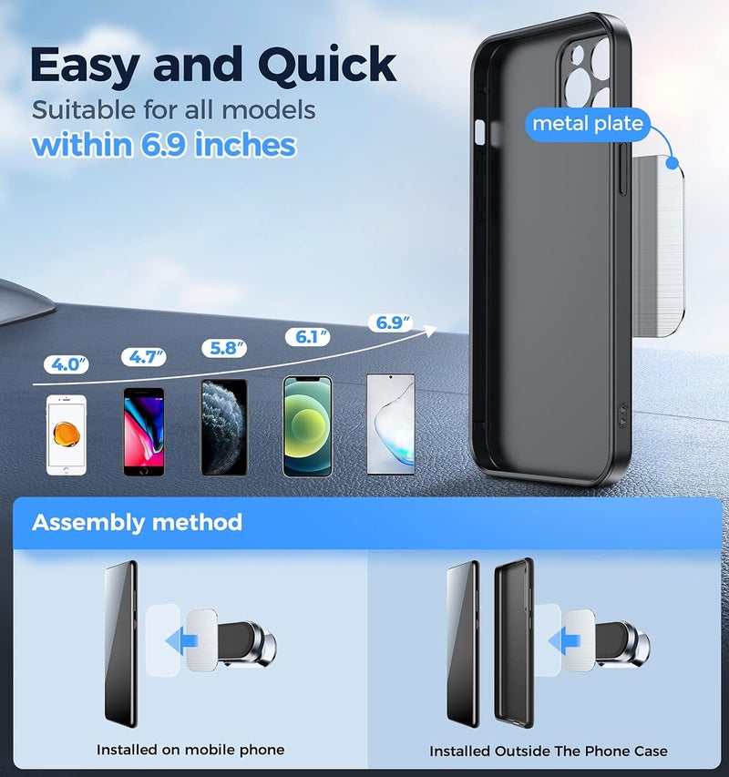 MFox 2 Pack Metal Magnetic Phone Holder for Car [ 2022 Upgrade 8X N52 Magnets] Strong Magnet Car Mount, One Second Put and Take & Dashboard 360° Rotation, Fit with iPhone and All Smartphone - Image 5