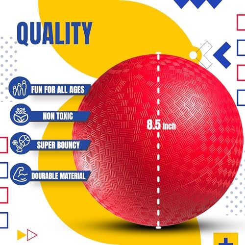 PlayBolt Playground Balls Bulk 85 Inch Red Rubber Kickball Bouncy Inflatable Balls for Kids Adults Indoor Outdoor Games Kickballs Dodgeball Four Square and More 4Pack - Image 5