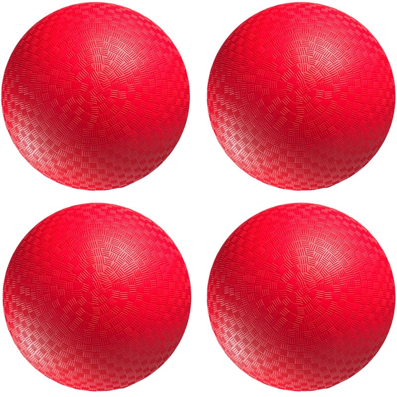 PlayBolt Playground Balls Bulk 85 Inch Red Rubber Kickball Bouncy Inflatable Balls for Kids Adults Indoor Outdoor Games Kickballs Dodgeball Four Square and More 4Pack - Image 2
