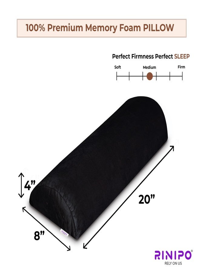 RINIPO Orthopaedic Leg Support Memory Foam Half Moon Bolster | Knee Pain Relief for Side Sleepers | Back Alignment Roll for Sleeping Office Sitting | Washable Velvet Cover Multipurpose Pillow - Black - Image 4