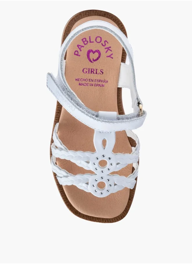 Pablosky Girls' Strappy Sandals with Hook and Loop Closure