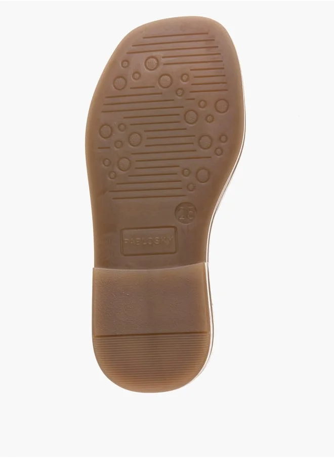 Pablosky Girls' Strappy Sandals with Hook and Loop Closure