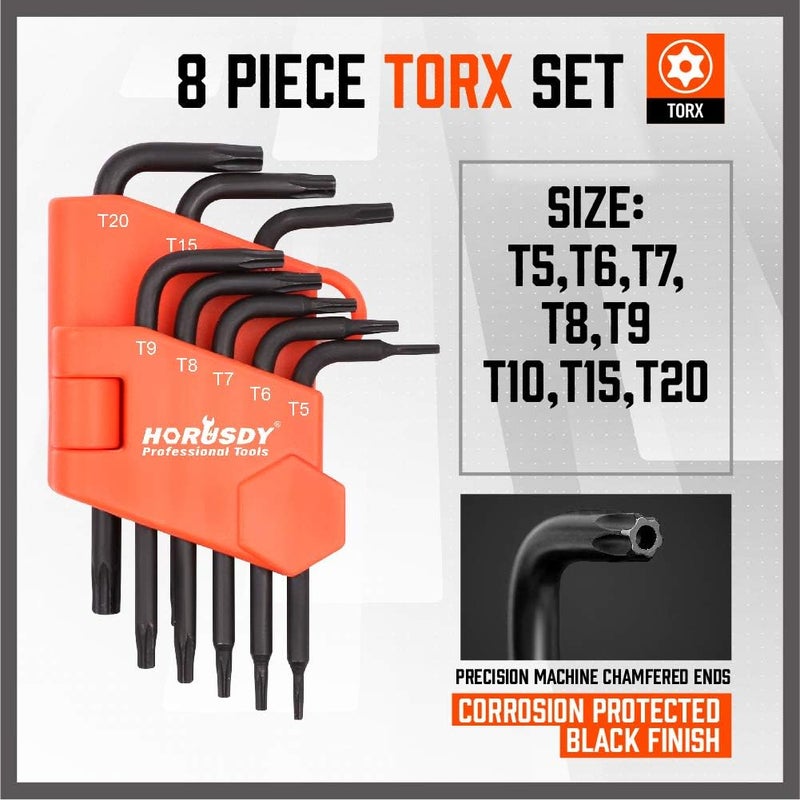 SEDY 8-Piece Mini Torx L Key Set, Tamperproof Torx Star Allen Wrench, T5, T6, T7, T8, T9, T10, T15, T20, Cr-V - Image 2