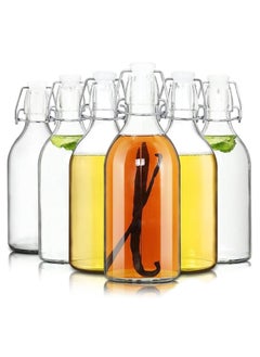 FUFU 6Pack 16oz Flip Top Glass Bottle Swing Top Bottles with Airtight Seal Flip Caps for Kombucha, Beverages, Oil, Vinegar, Water, Soda, Kefir  - Image 1
