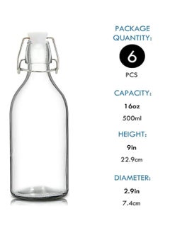 FUFU 6Pack 16oz Flip Top Glass Bottle Swing Top Bottles with Airtight Seal Flip Caps for Kombucha, Beverages, Oil, Vinegar, Water, Soda, Kefir  - Image 2