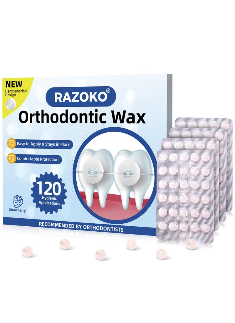 RAZOKO RAZOKO Orthodontic Wax for Braces Wax Dots 120 Individual Hygienic Packaging Dental Wax 