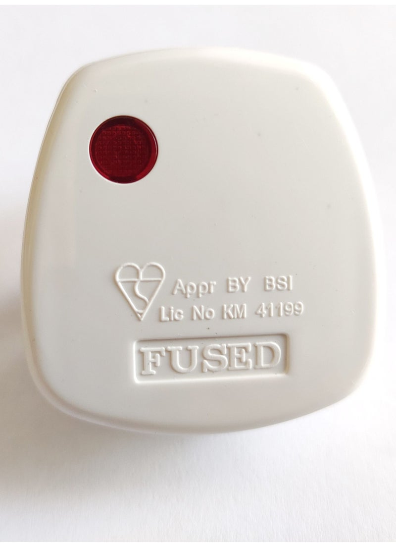 13A 3 Pin Fused Plug With Indicator Light White