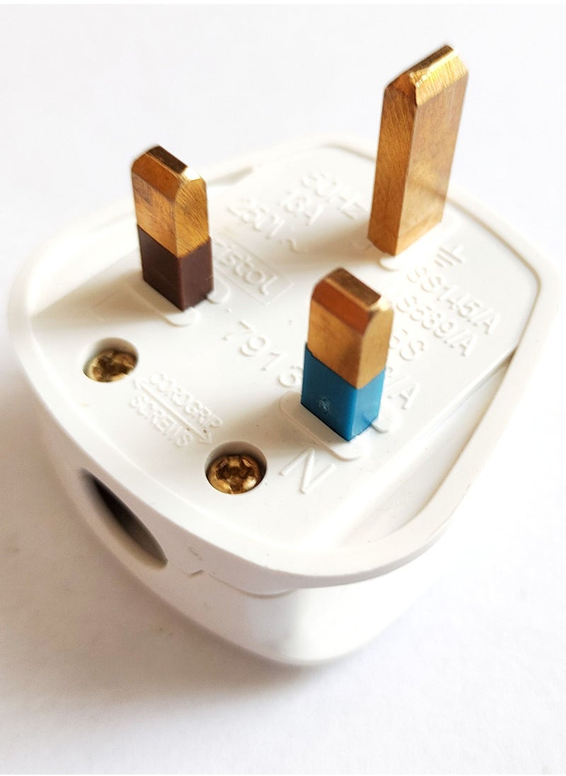 13A 3 Pin Fused Plug With Indicator Light White