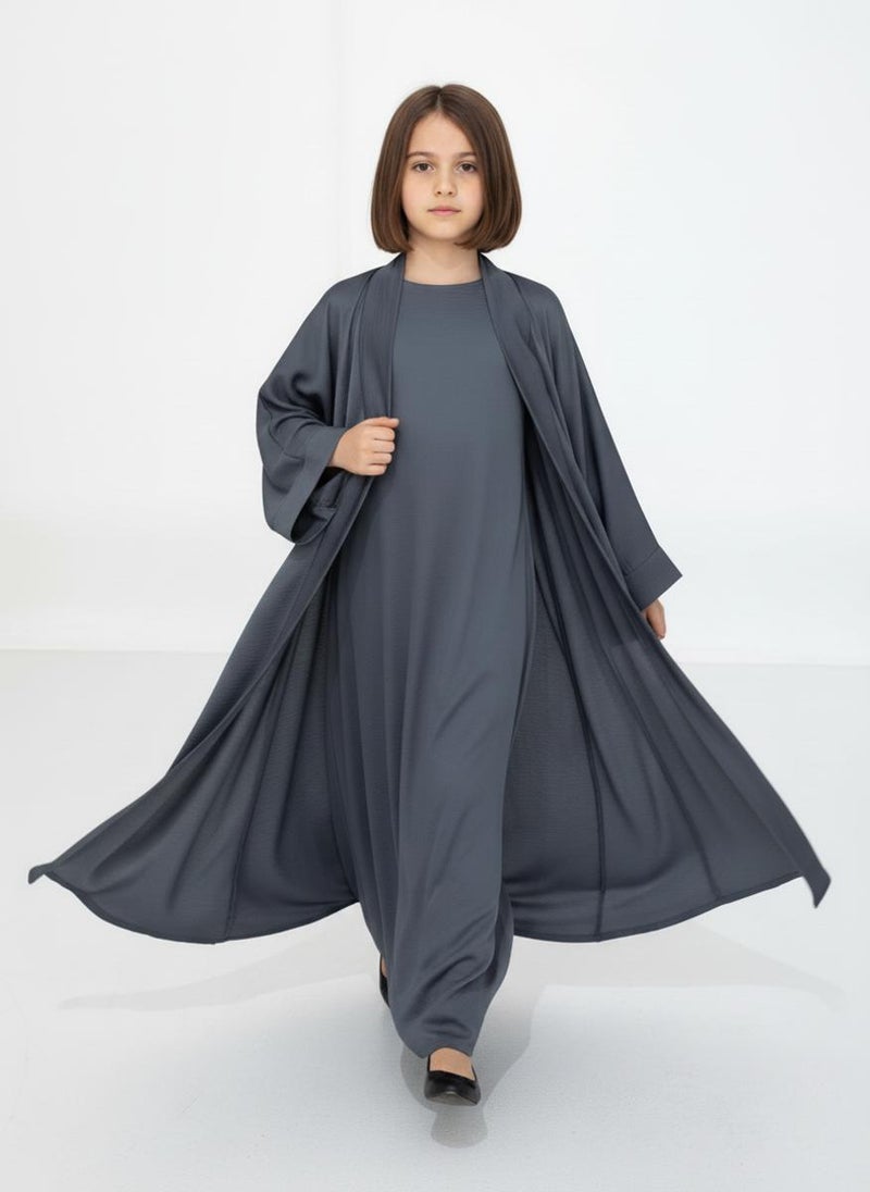 MSquare Fashion Premium 3-Piece Kids Abaya Set Lightweight Harir Maqsood Modest Wear for Girls - Image 3