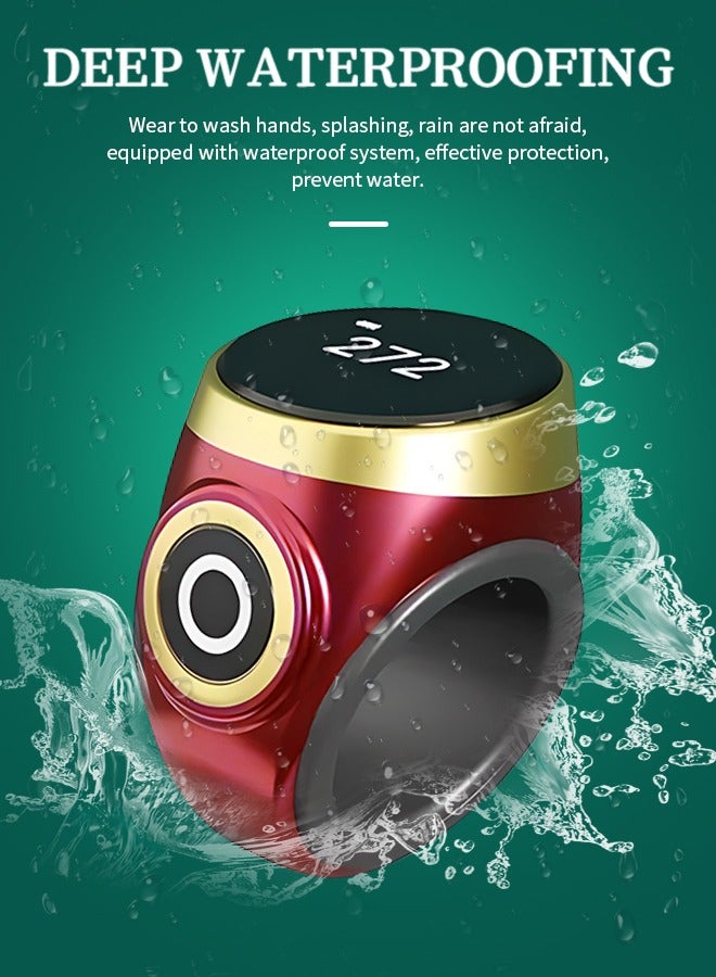 Zikr Ring, Smart Tasbih Zikr Ring With 3 Compatible Sizes(18mm/ 20mm/ 22mm) Ring Count Reminder, Muslim Prayer Timing Reminder,  OLED Display（green） - Image 5