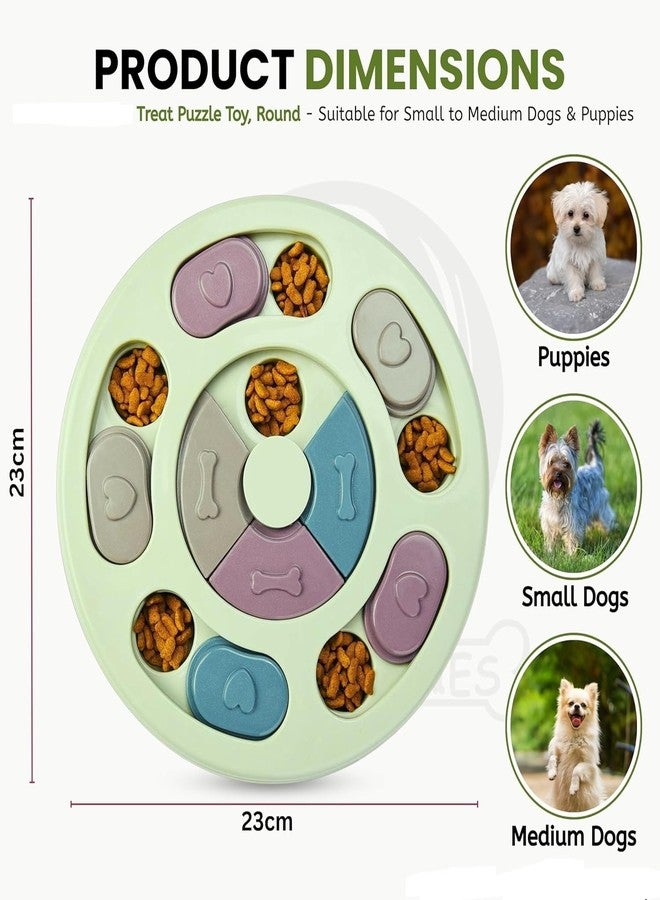 PET FUN لعبة ألغاز الحيوانات الأليفة PET FUN® لتوزيع المكافآت، لعبة تدريب وإطعام بطيء، وعاء تغذية مانع للانزلاق مصمم للكلاب والجراء والقطط والقطط الصغيرة (شكل دائري) (أخضر) - Image 2