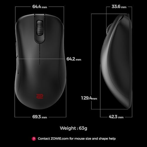 BenQ Zowie EC1-DW Wireless Ergonomic Gaming Mouse for Esports (Large)| 63g Lightweight| 4000Hz Polling Rate with Enhanced Receiver|Driverless Plug & Play - 7 Buttons|PAW 3950 Sensor|Extra Skates - Image 2