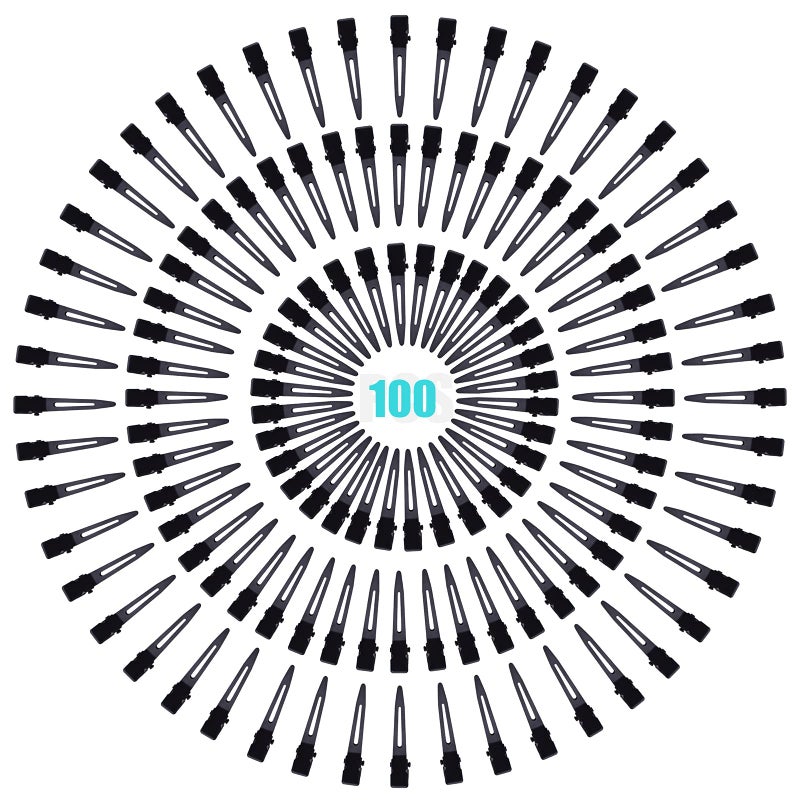 BronaGrand 100pcs Black Single Prong Curl Clips Metal Alligator Hair Pins Styling Clips for Women Men Hair Extensions Salon Haircut, 4.5 cm x 0.8 cm - Image 2