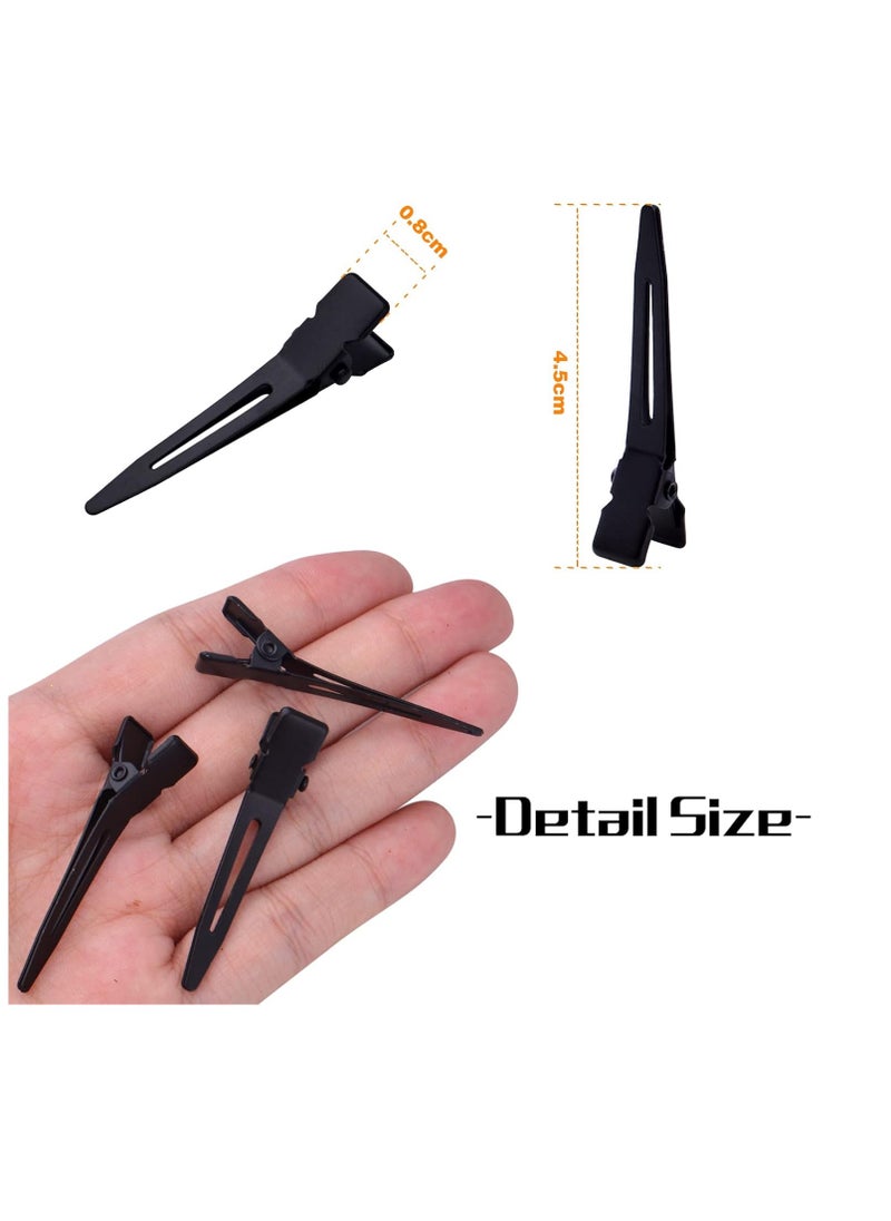 BronaGrand 100pcs Black Single Prong Curl Clips Sectioning Clips Metal Alligator Hair Pins Styling Clips for Women Men Girls Hair Extensions Salon Haircut, 4.5 cm x 0.8 cm  - Image 3