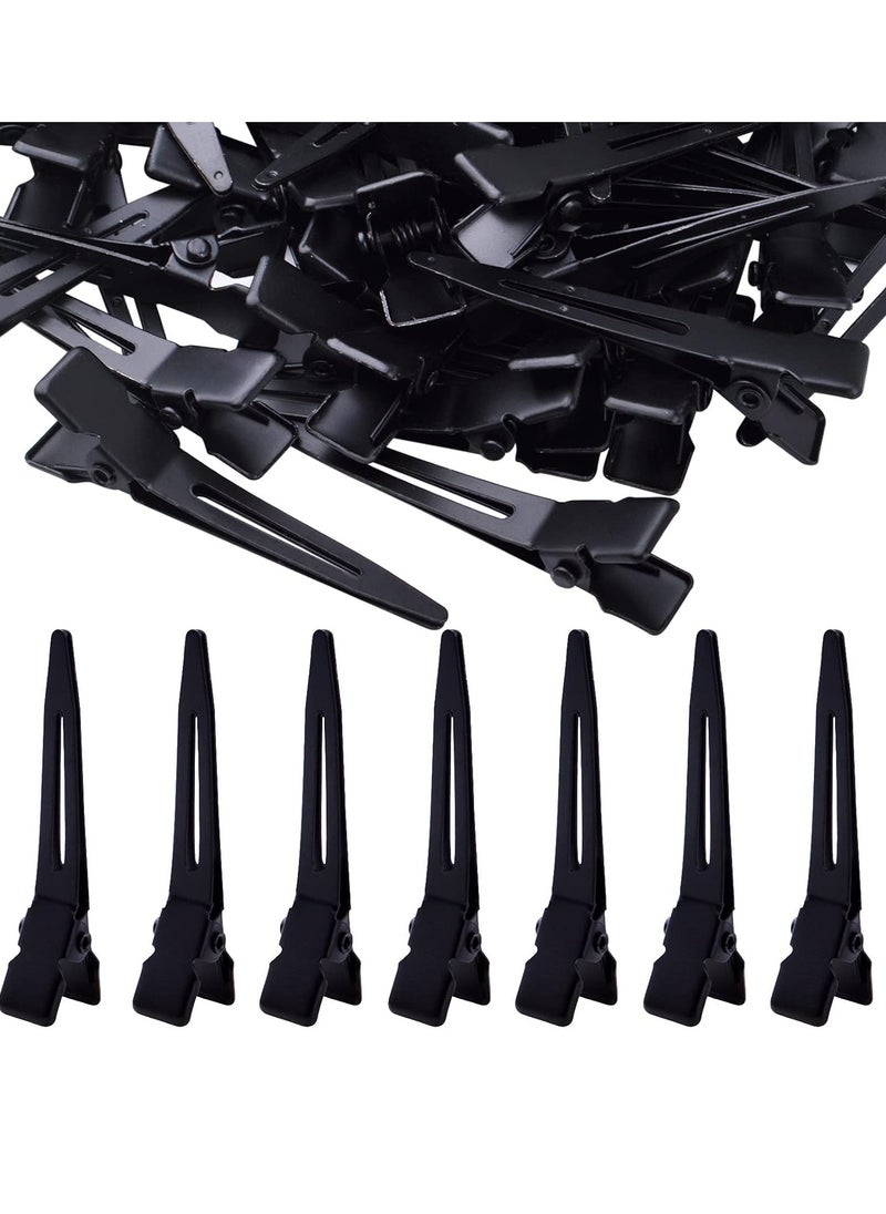 BronaGrand 100pcs Black Single Prong Curl Clips Sectioning Clips Metal Alligator Hair Pins Styling Clips for Women Men Girls Hair Extensions Salon Haircut, 4.5 cm x 0.8 cm  - Image 1