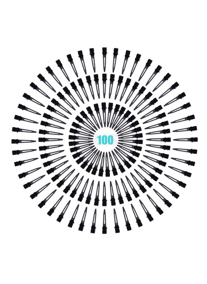 BronaGrand 100pcs Black Single Prong Curl Clips Sectioning Clips Metal Alligator Hair Pins Styling Clips for Women Men Girls Hair Extensions Salon Haircut, 4.5 cm x 0.8 cm  - Image 2